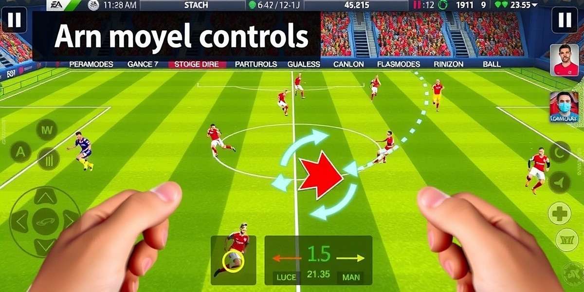 FIFA Mobile gameplay screenshot showing an attacking move with player controls